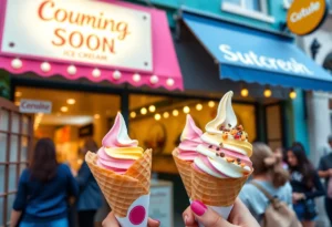 Exterior of Crispy Cones ice cream shop with a welcoming ambiance.