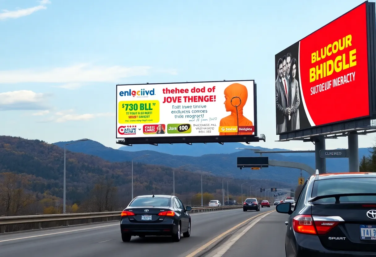 Digital billboard along a highway in Shelby, NC