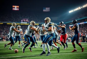 Duke University football players celebrating their ACC championship win