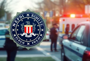 FBI investigation scene with badge and police activity