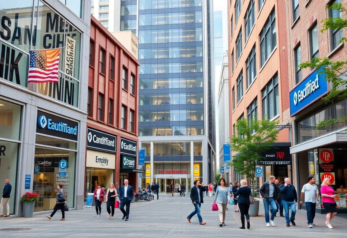 Financial district overlooking businesses in Charlotte