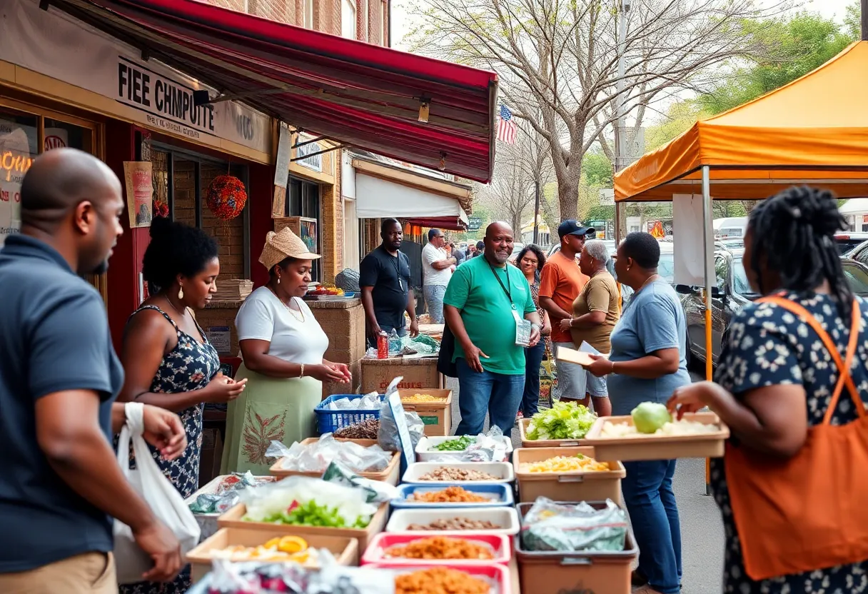 People supporting local businesses in Charlotte's East neighborhood