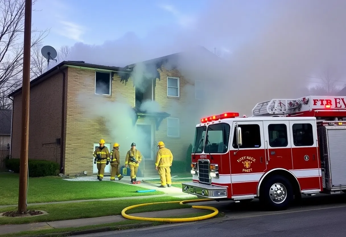 Firefighters responding to an apartment fire in Gastonia, NC.