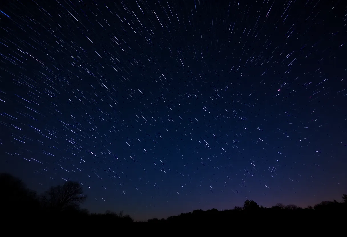 Geminid meteor shower illuminating the night sky over Charlotte, NC