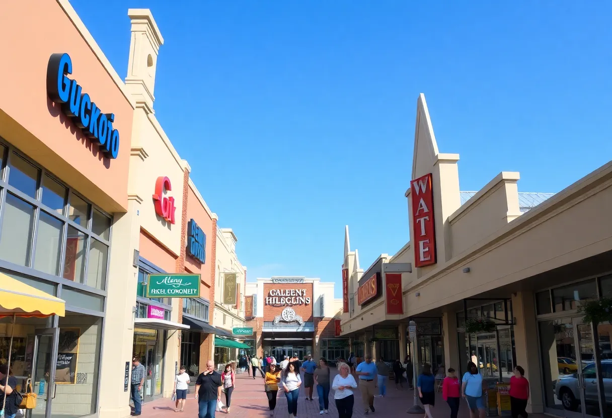 Busy shopping center in Greensboro, North Carolina