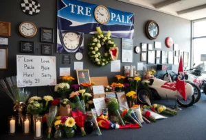 Tribute memorial for NASCAR driver Greg Biffle at North Carolina Auto Racing Hall of Fame