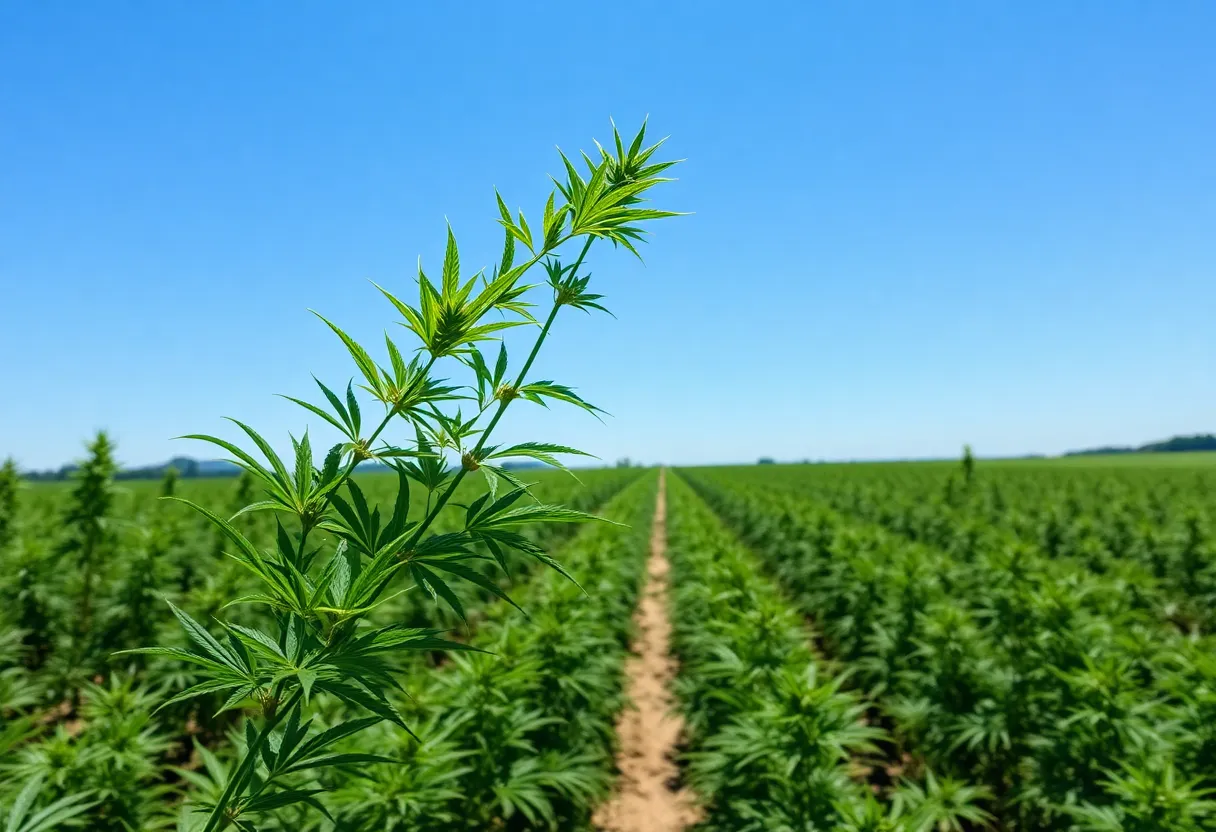 Aerial view of a hemp farm in North Carolina