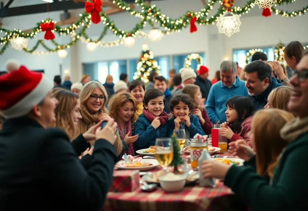 Families enjoying the holiday celebration at Operation Santa's Secret Mission in Charlotte.