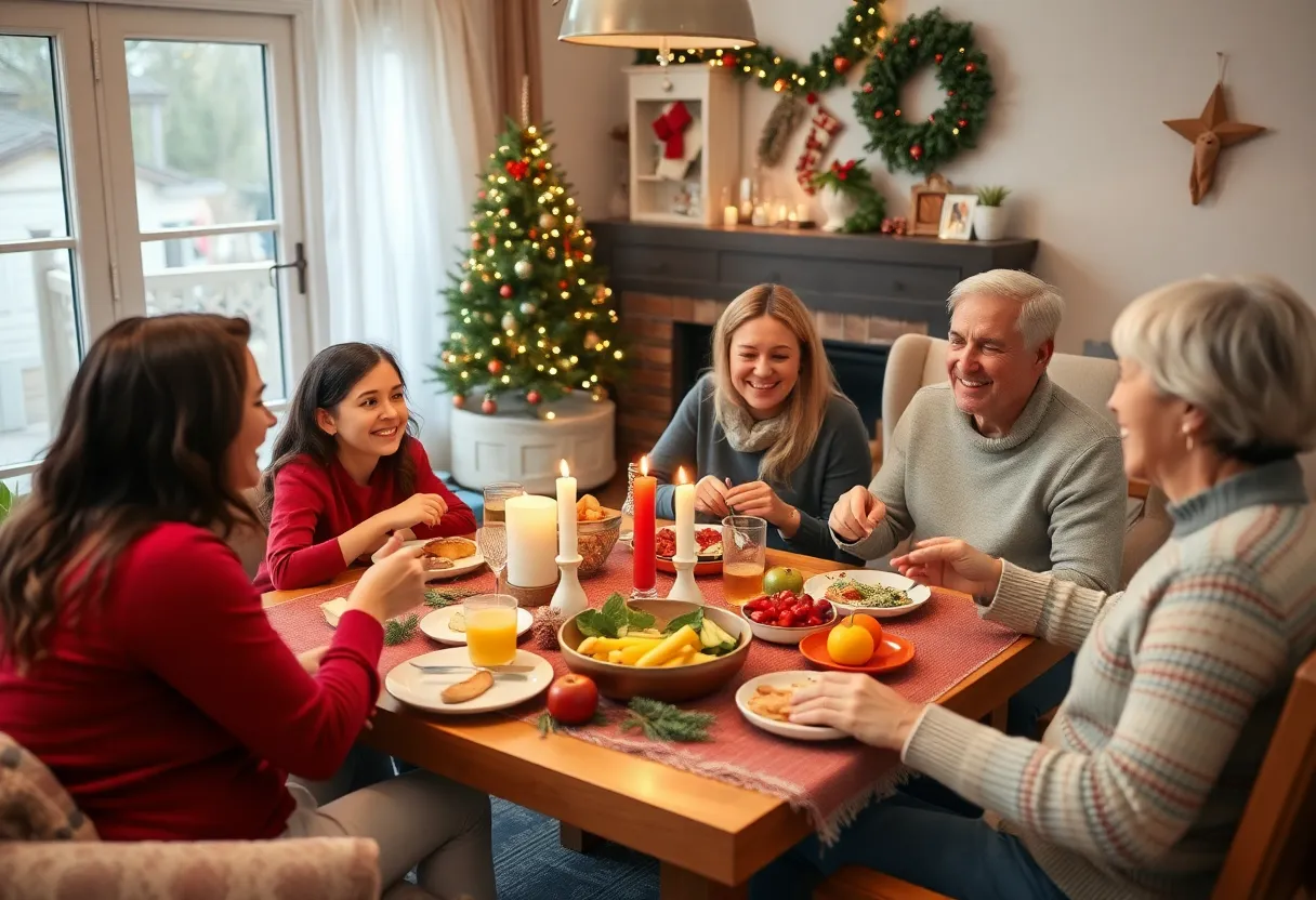 A family enjoying quality time together during the holidays, focusing on joy and wellness.