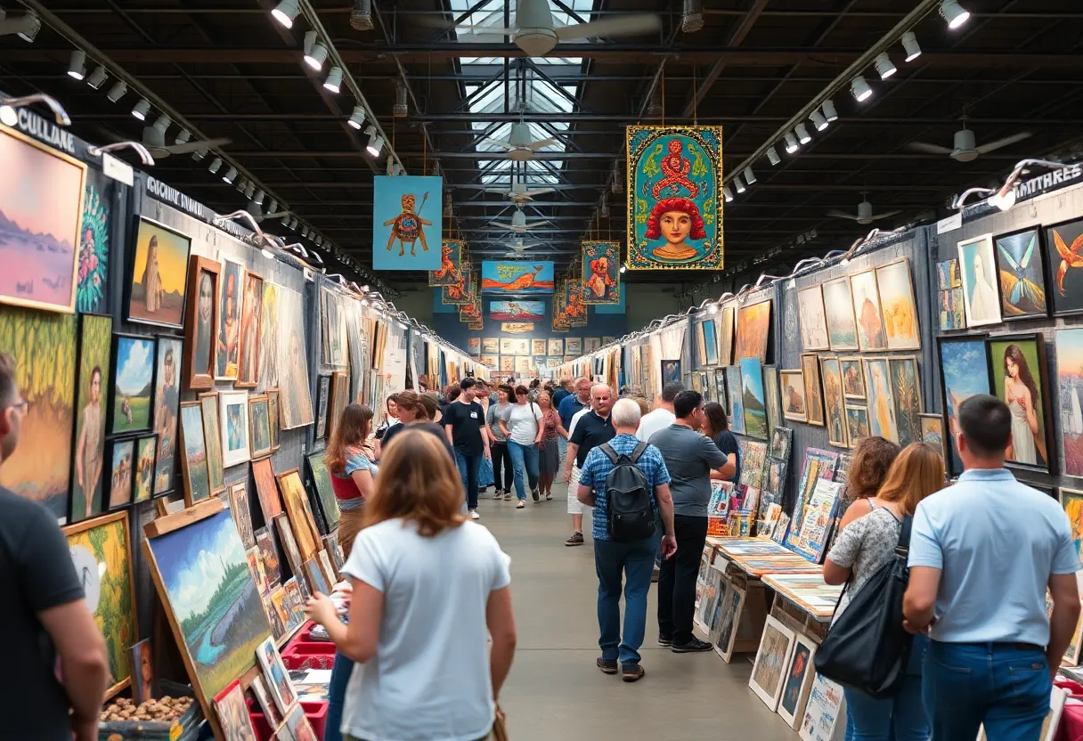 Artwork displayed at the Hunnid Dollar Art Fair in Charlotte