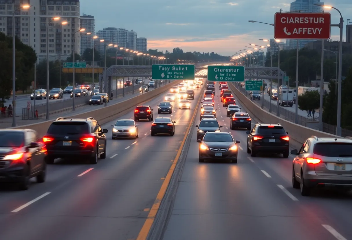Highway ramp in Charlotte showing heavy traffic with no pedestrian access