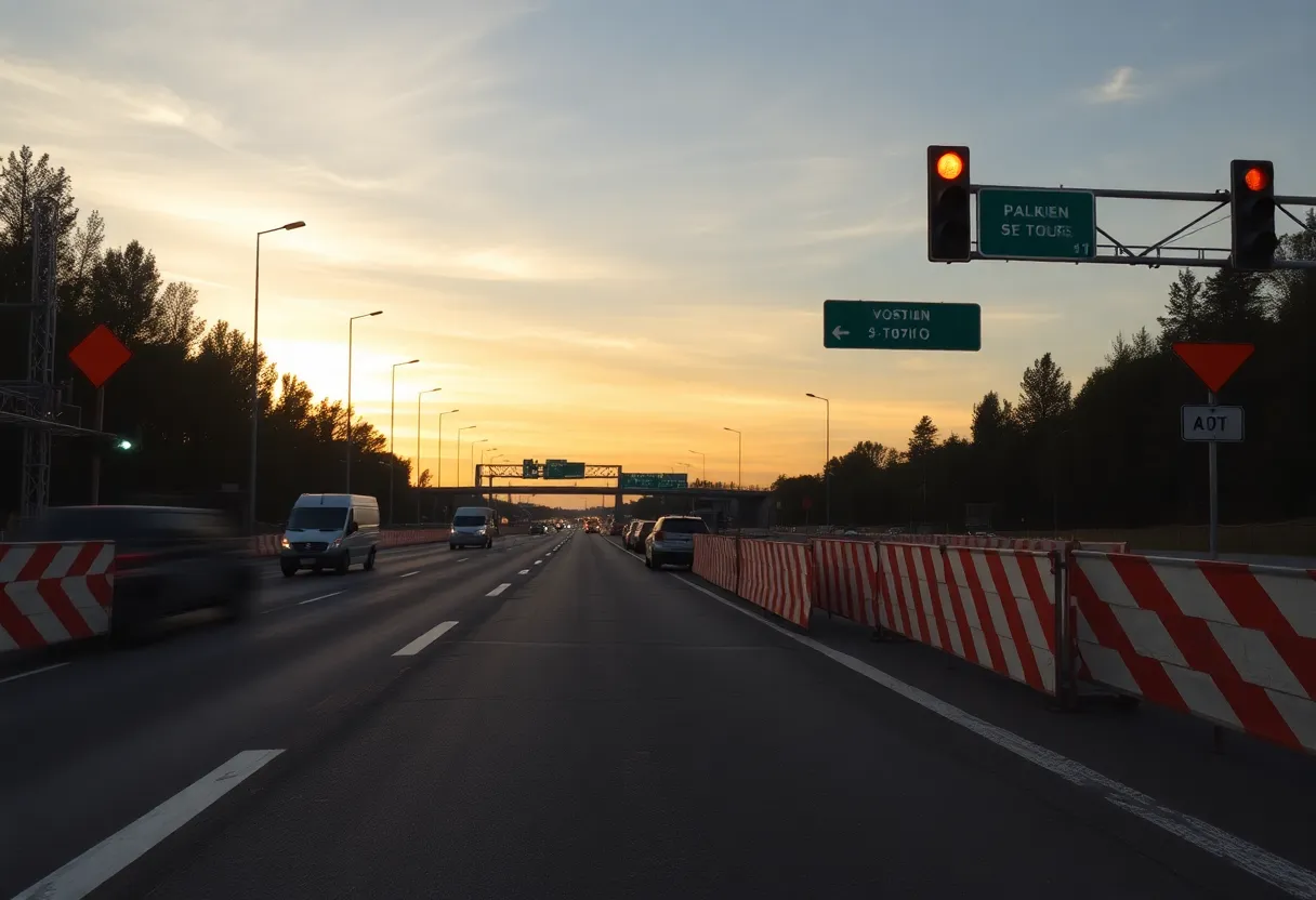 Construction work on I-85 South for bridge repairs