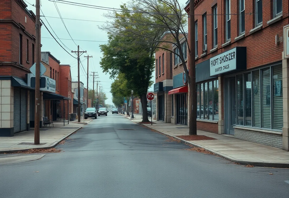 Empty streets and closed businesses representing the aftermath of crime.