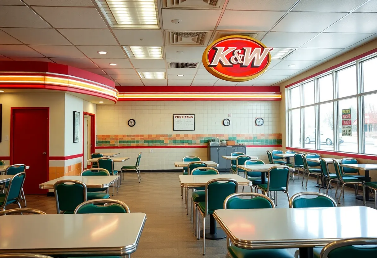 Closed K&W Cafeterias restaurant sign