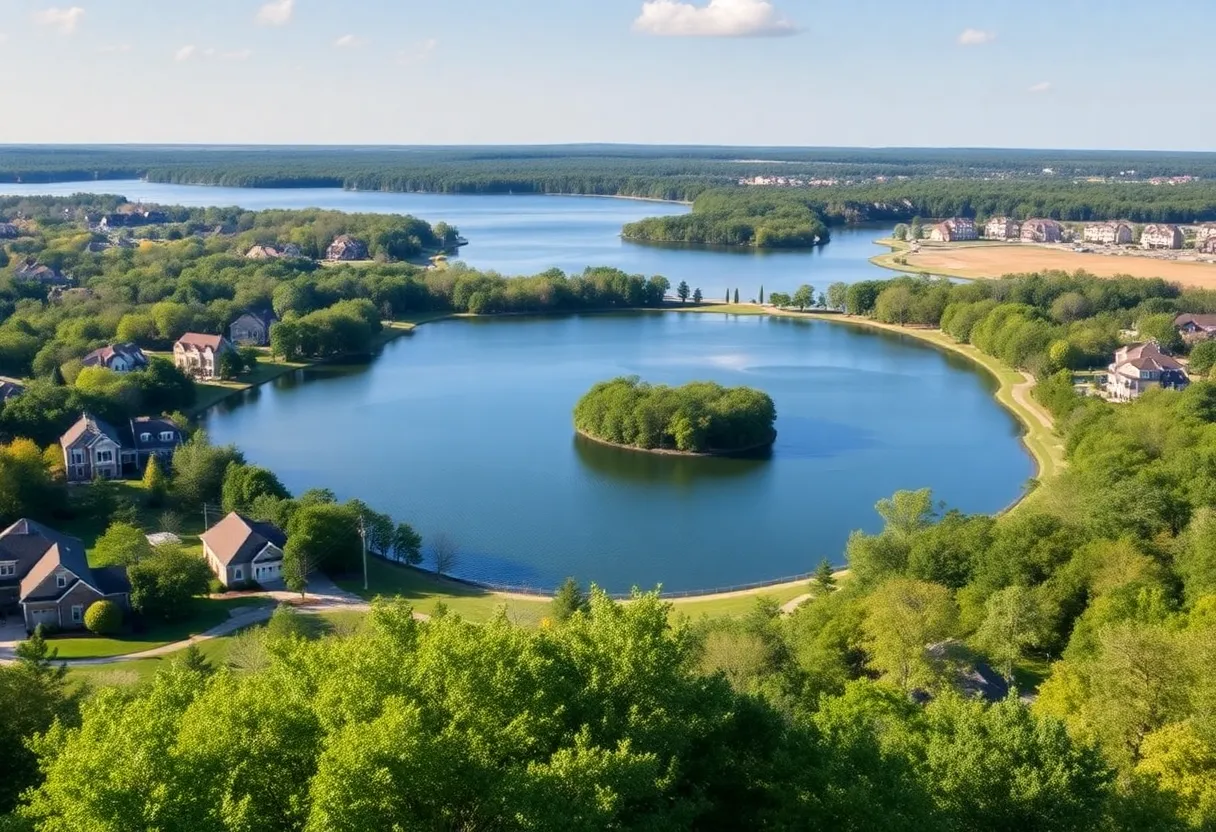 Scenic view of Lake Norman with homes and nature