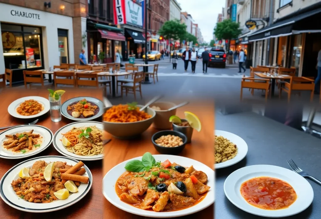 Empty Latin restaurant tables in Charlotte, reflecting current struggles.