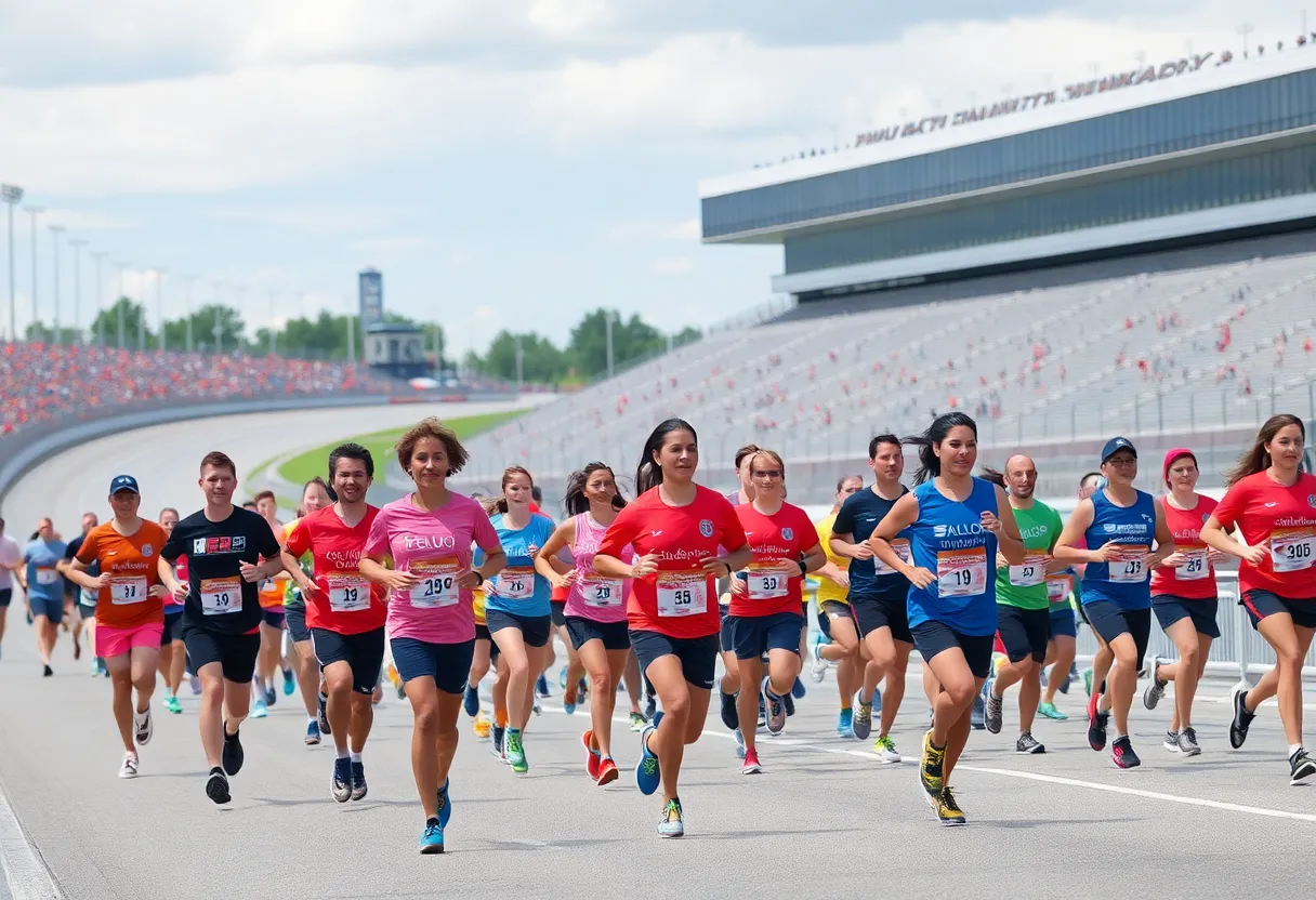Runners at the Lights and Sirens Race for Hope 5K at Charlotte Motor Speedway