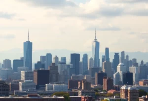 Dynamic city skyline symbolizing private equity growth