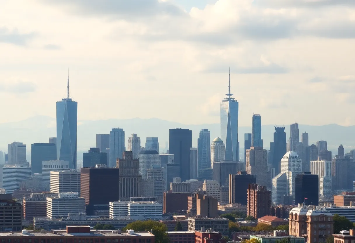 Dynamic city skyline symbolizing private equity growth