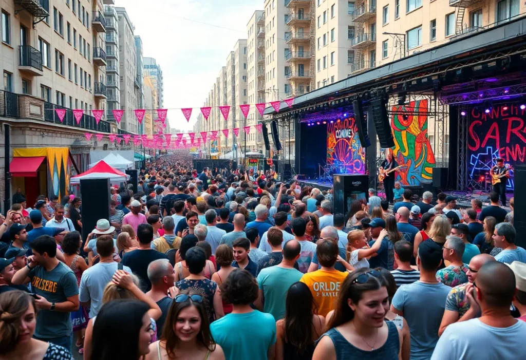 Crowd enjoying the Lovin' Life Music Festival in Uptown Charlotte