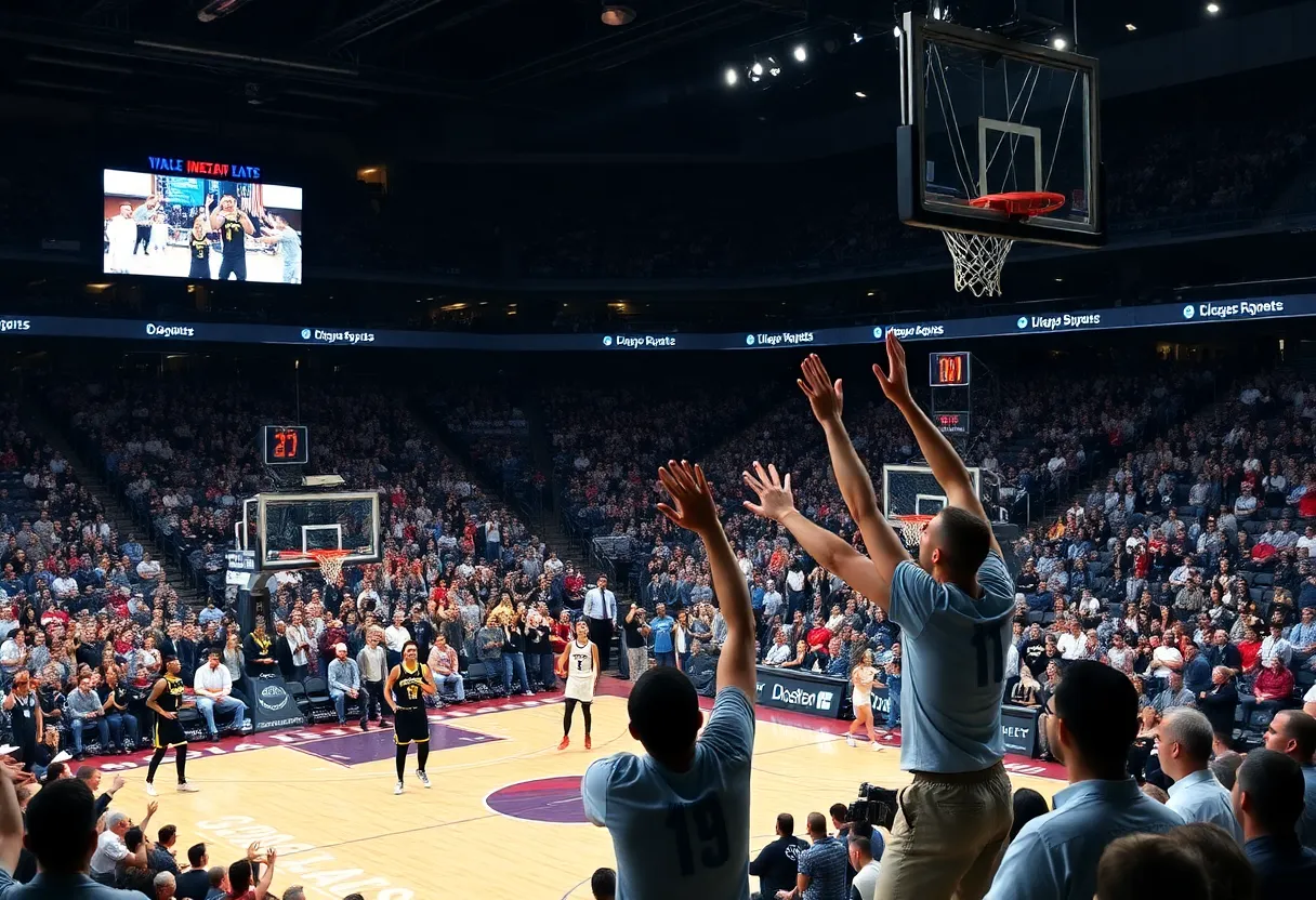 North Carolina State players celebrating a victory in a basketball game.