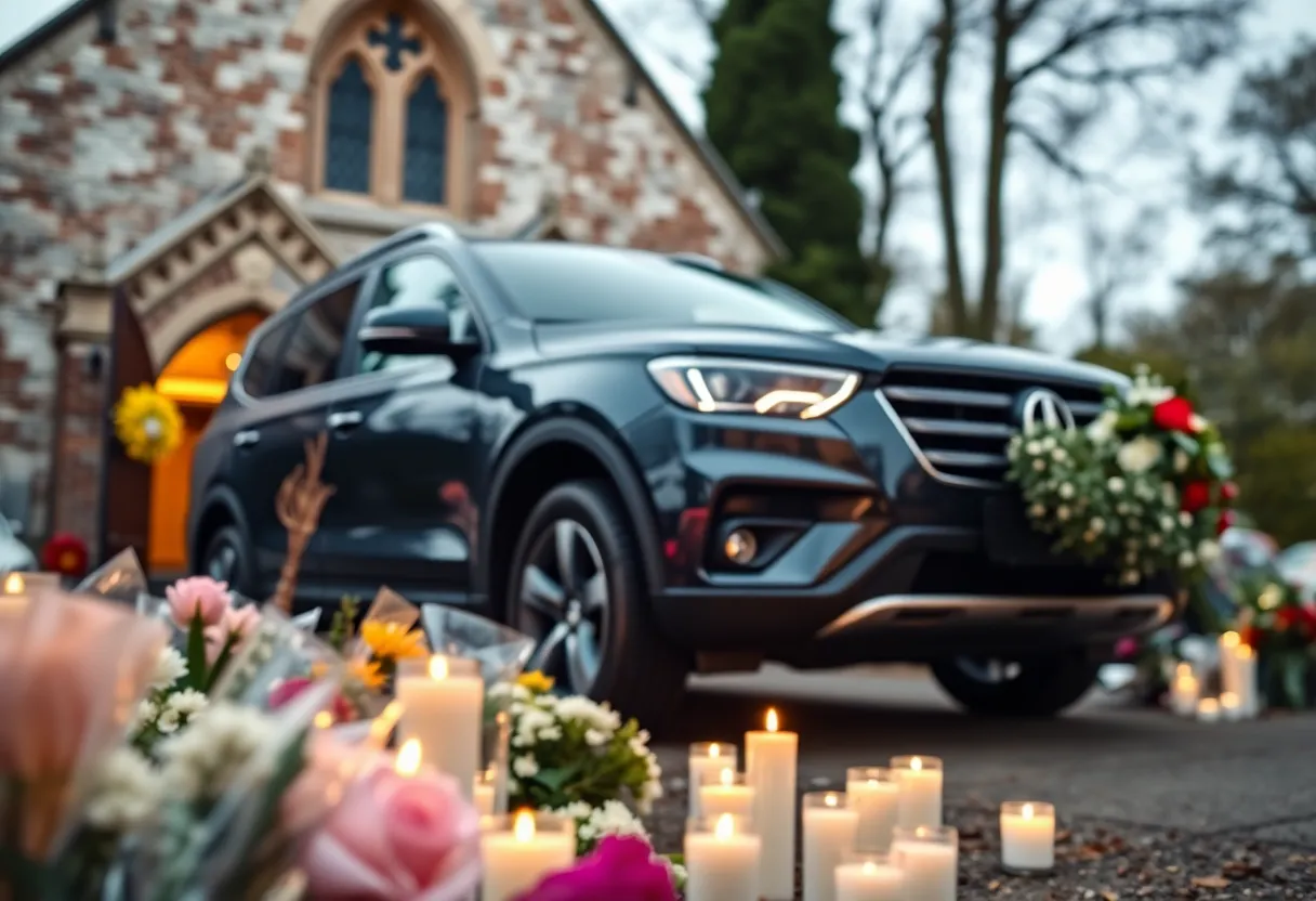 Memorial outside a church for a missing mother in Charlotte
