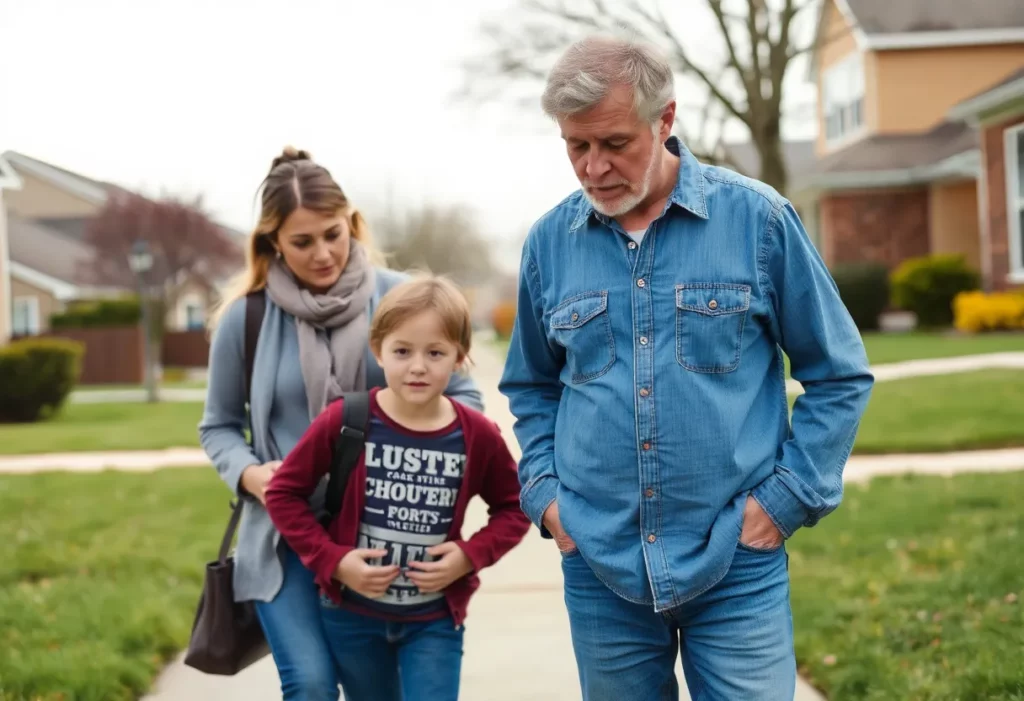 A parent searching for a missing child in a neighborhood.