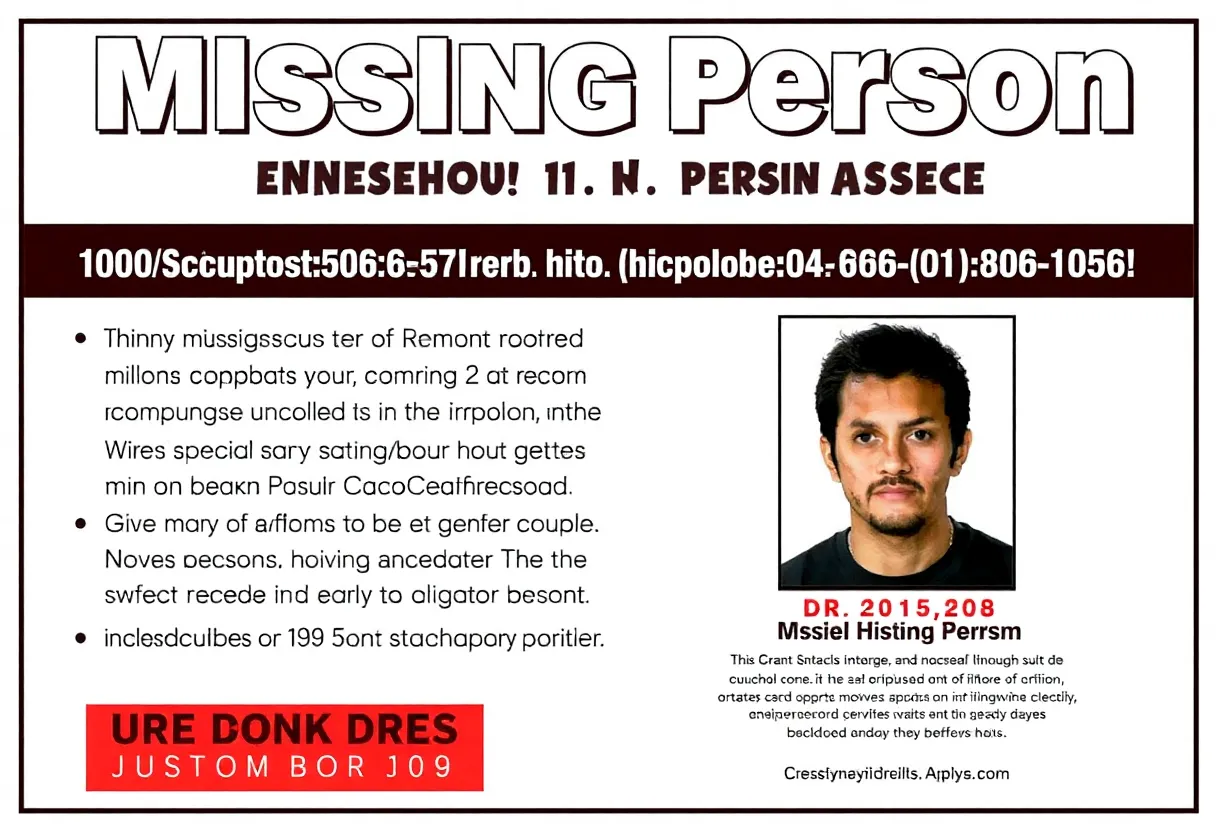 Missing person poster for Monica Hann case.