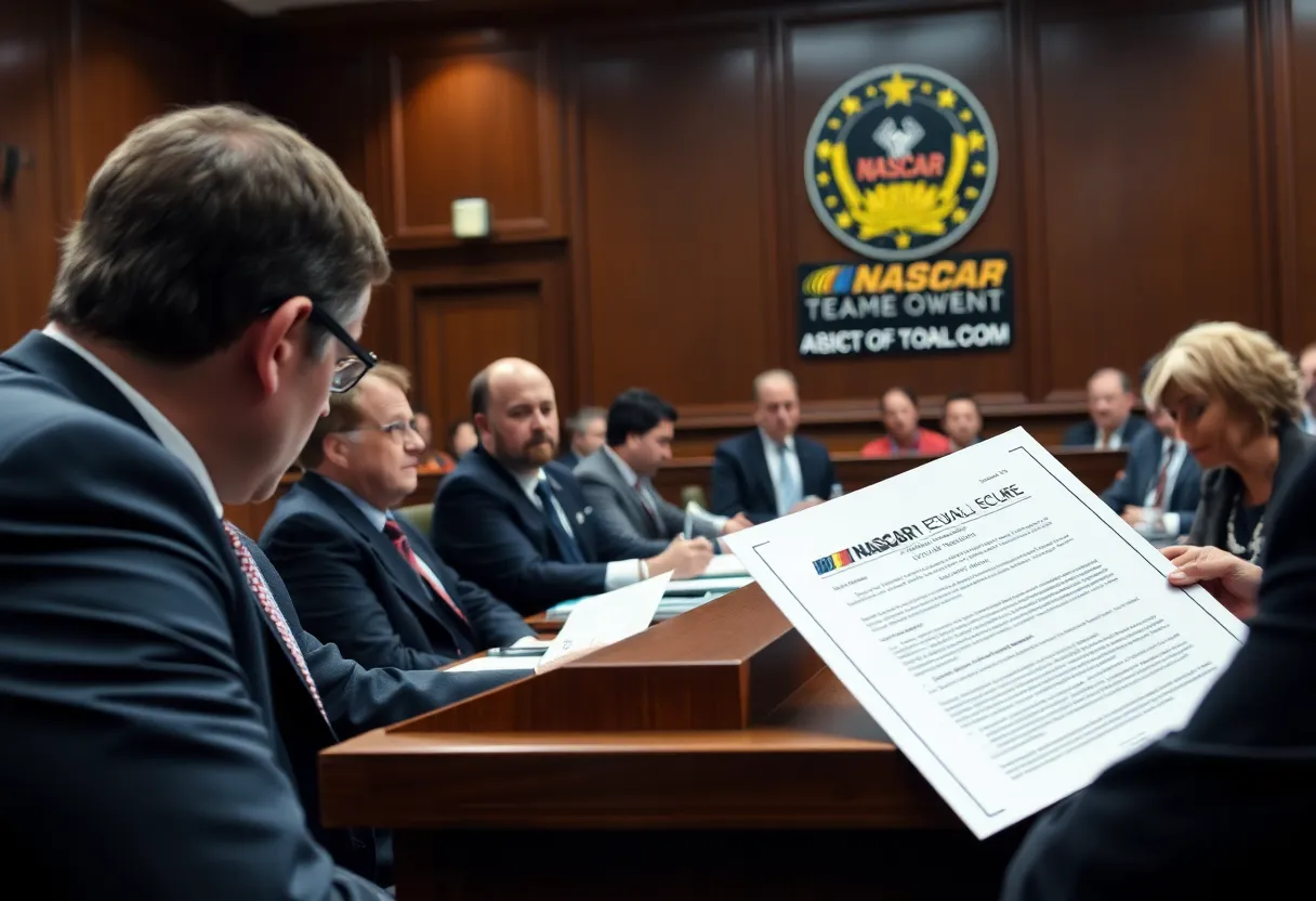 Courtroom scene during the NASCAR antitrust trial