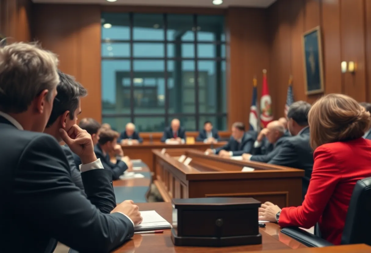 Courtroom scene during NASCAR antitrust trial