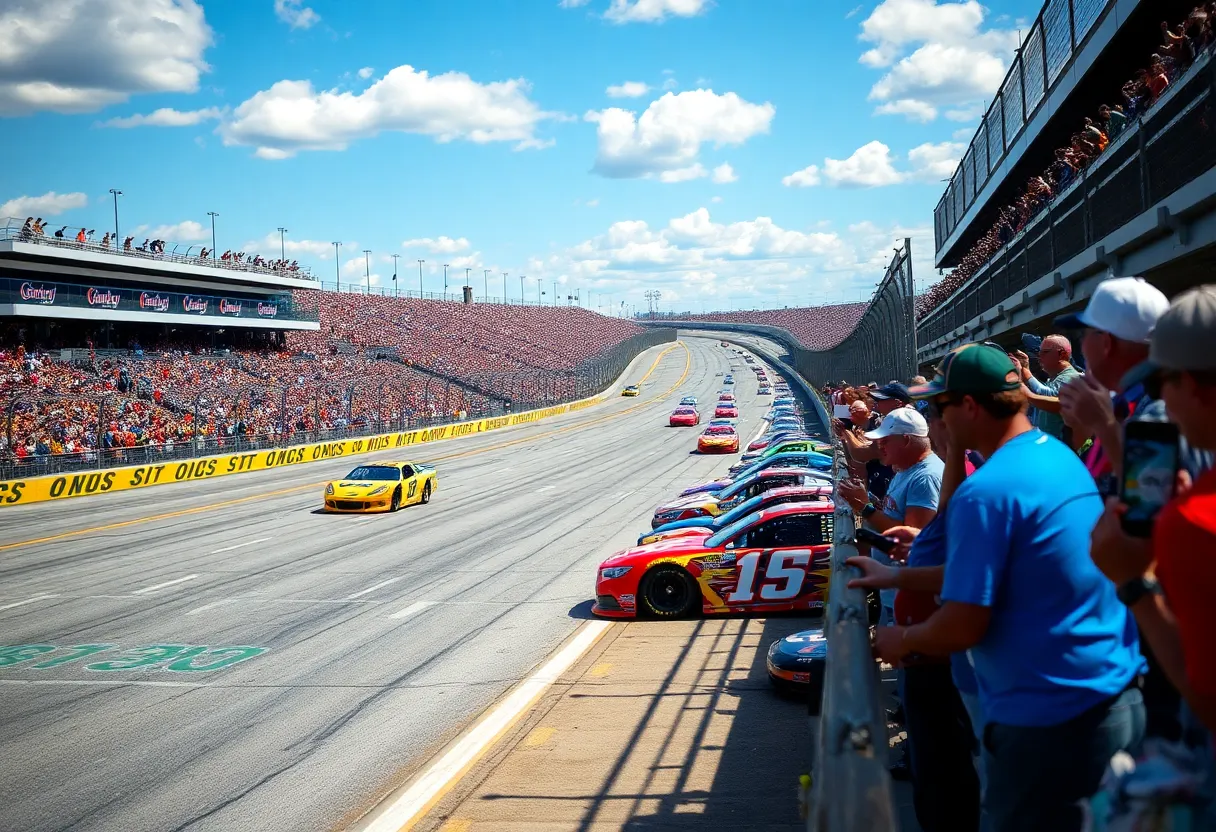 A thrilling NASCAR race event in Charlotte, North Carolina.