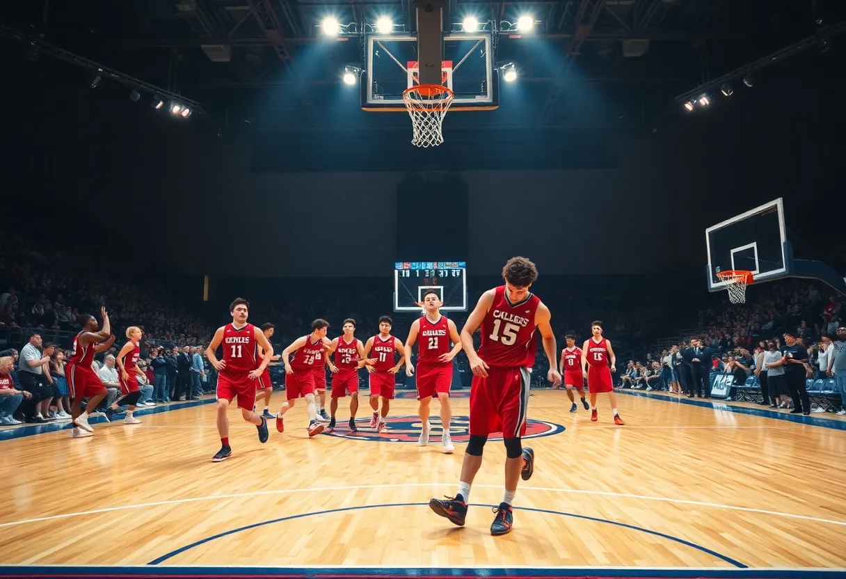NC State Wolfpack basketball team competing on the court