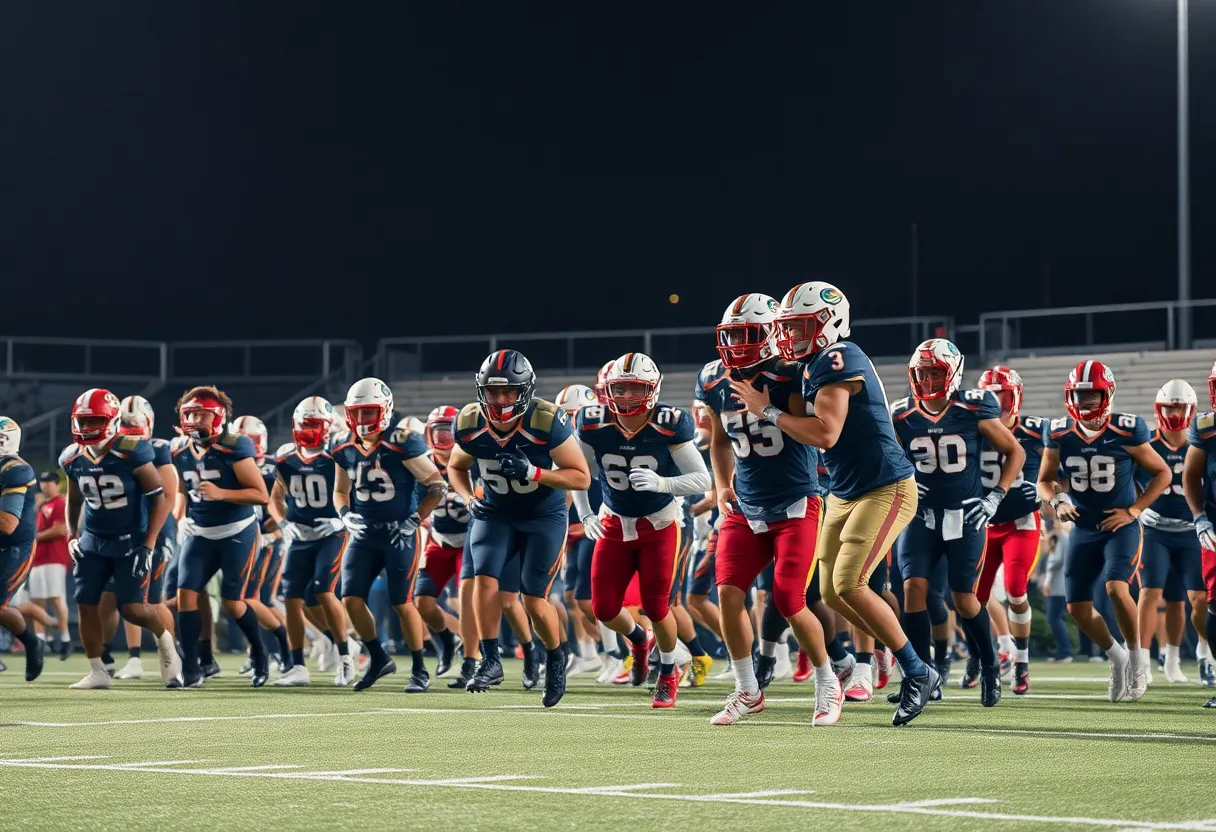 NC State football team practicing on the field