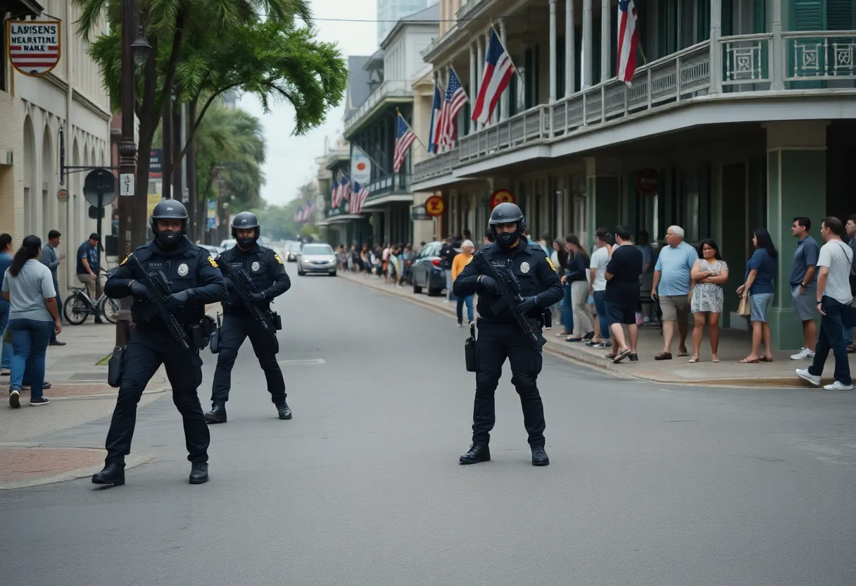 Federal agents patrolling a New Orleans neighborhood during immigration enforcement operation.