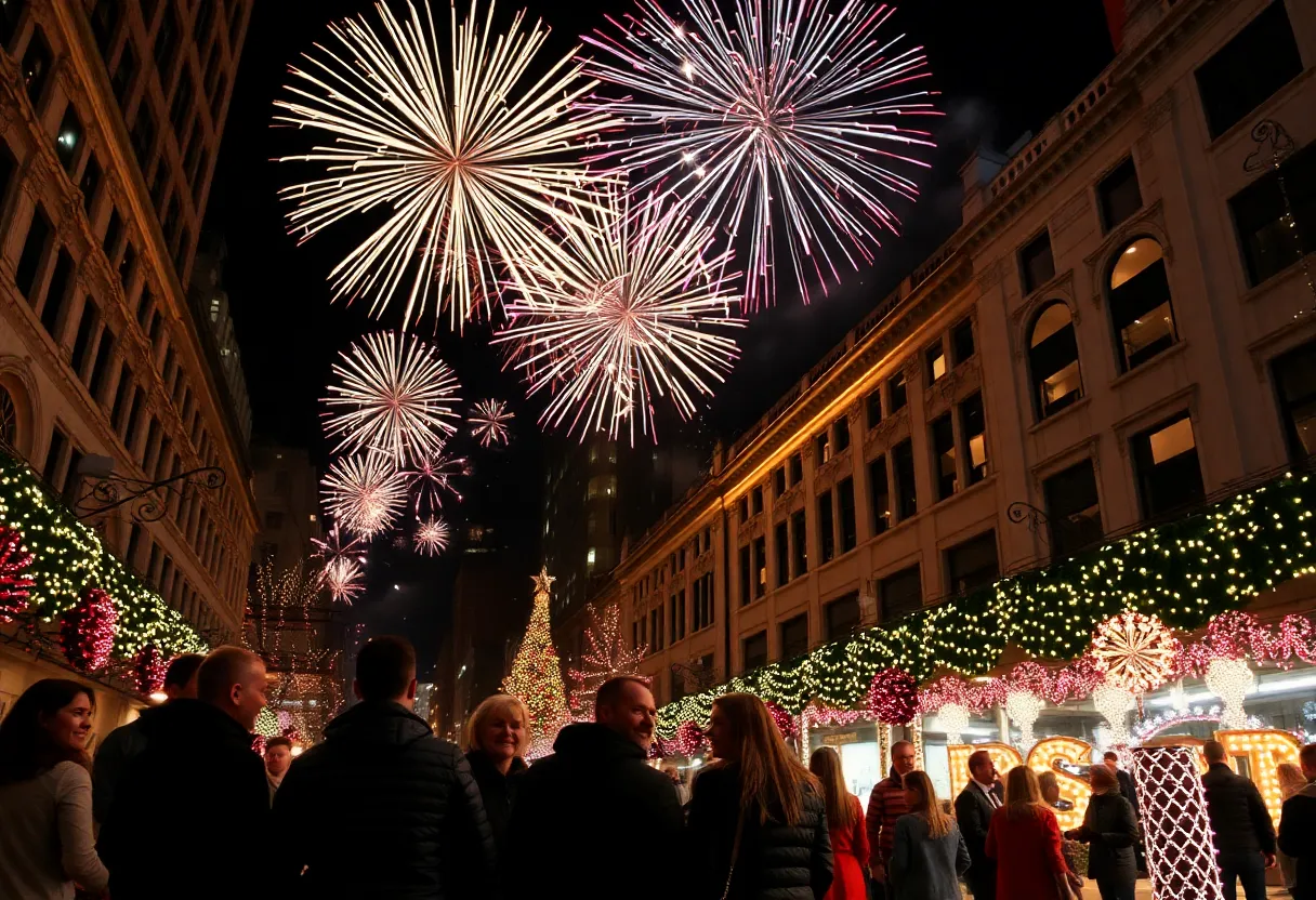Fireworks display during New Year's Eve celebration in Columbia