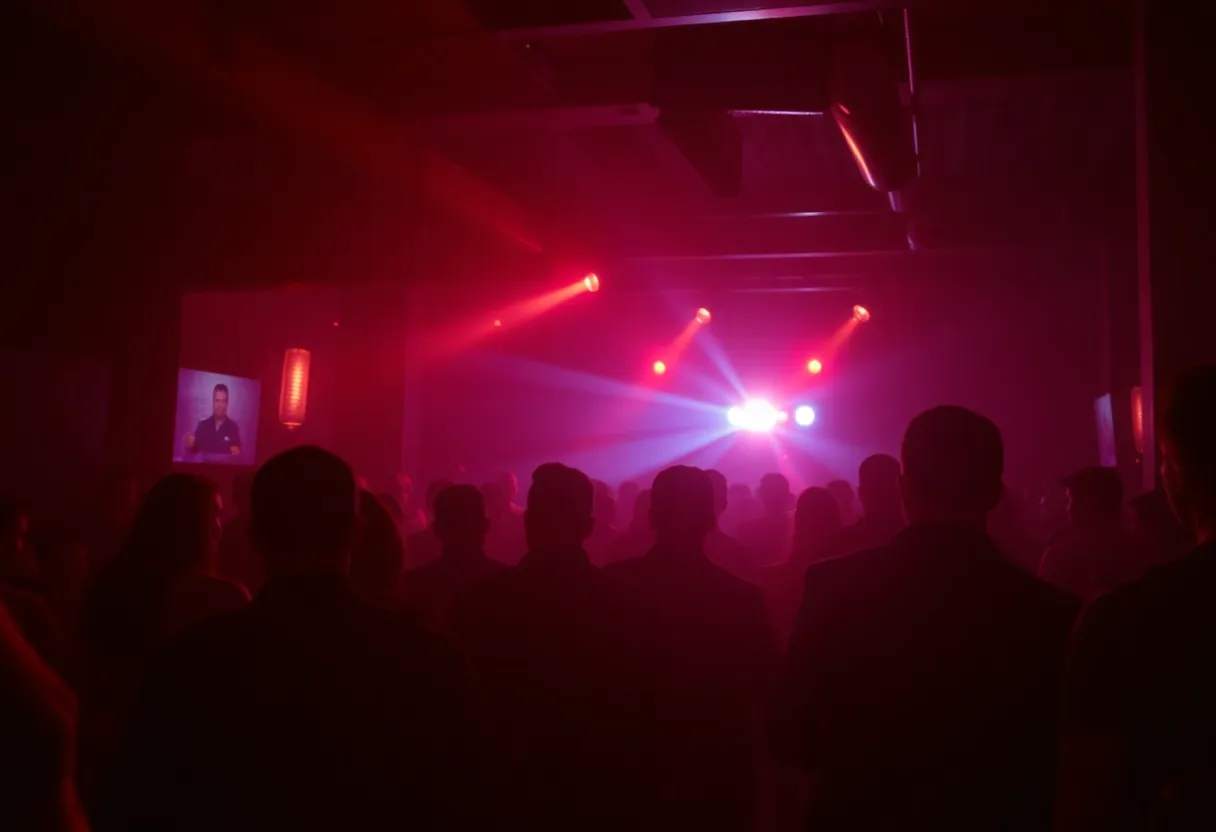 Crowded nightclub with security personnel