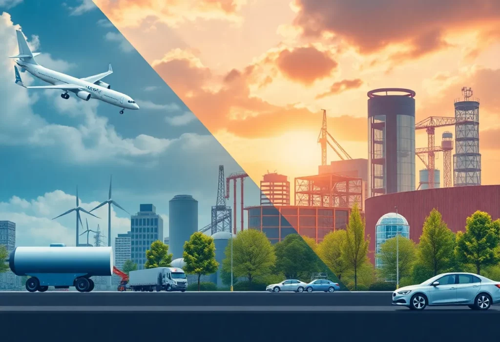 Economic growth in North Carolina with visuals of various bustling industries