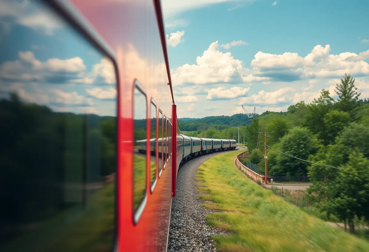 Train traveling through North Carolina's natural landscapes