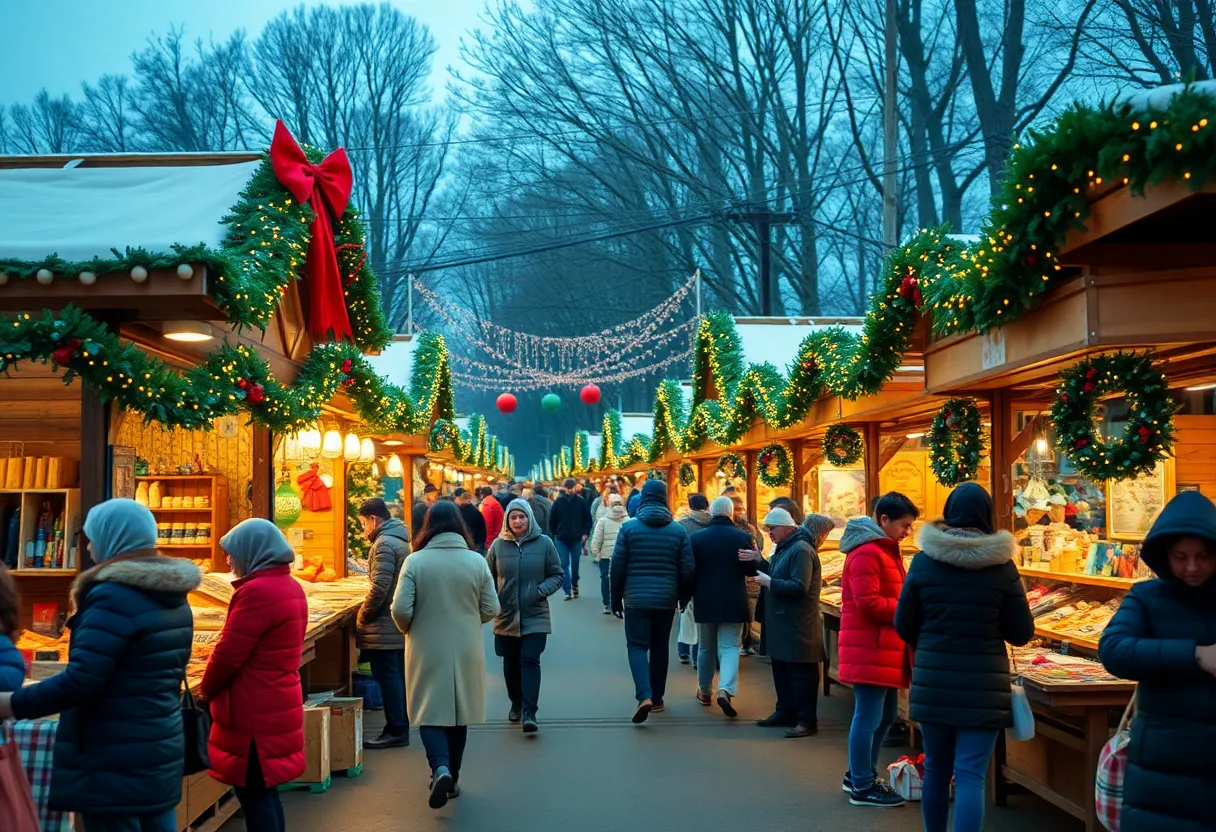 Holiday market at Olde Mecklenburg Brewery with festive decorations