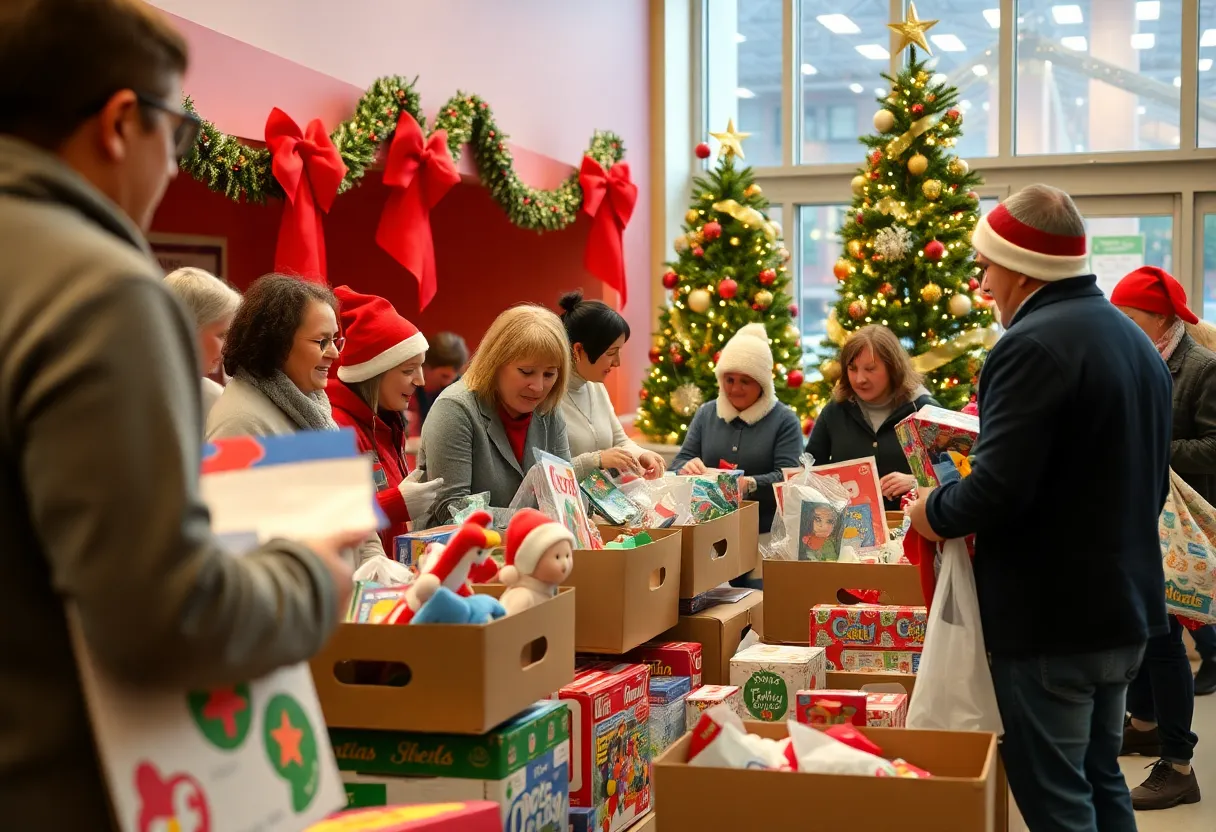 Community members donating toys at the One-4-All Toy Drive in Charlotte.