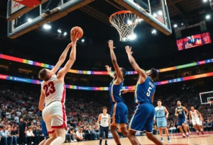 Detroit Pistons player scoring during the game against the Atlanta Hawks