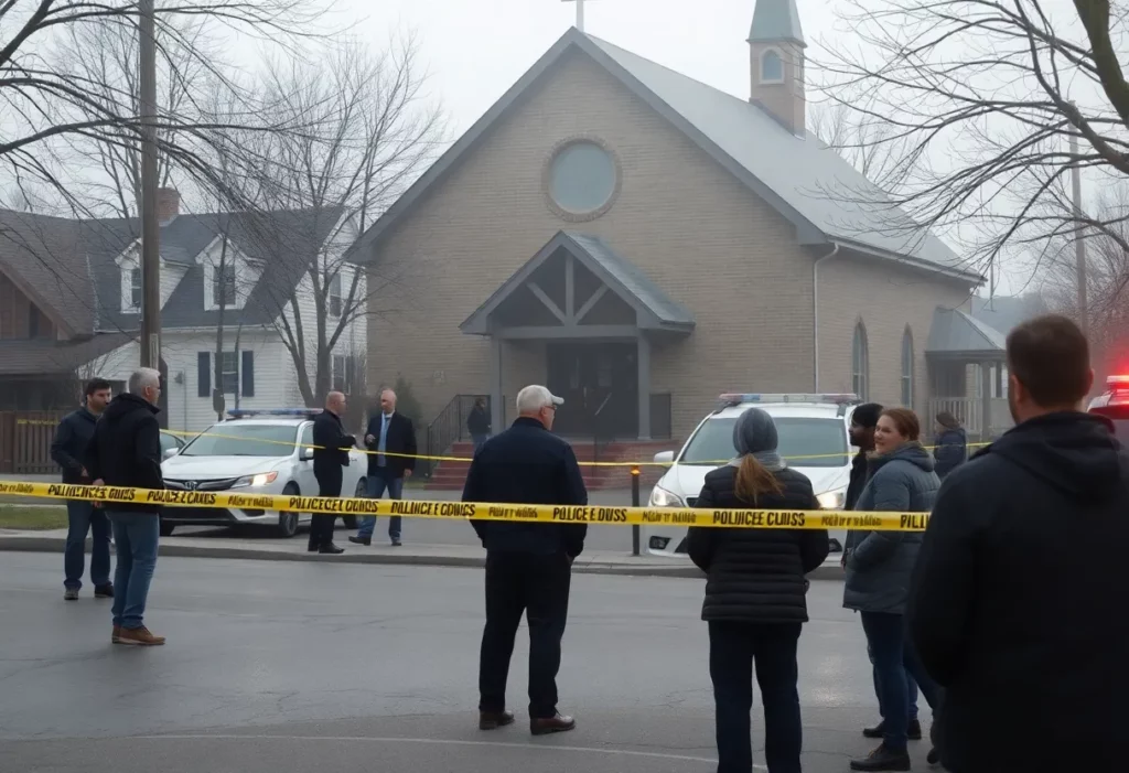 Police investigation scene outside church in Charlotte