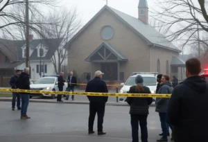 Police investigation scene outside church in Charlotte