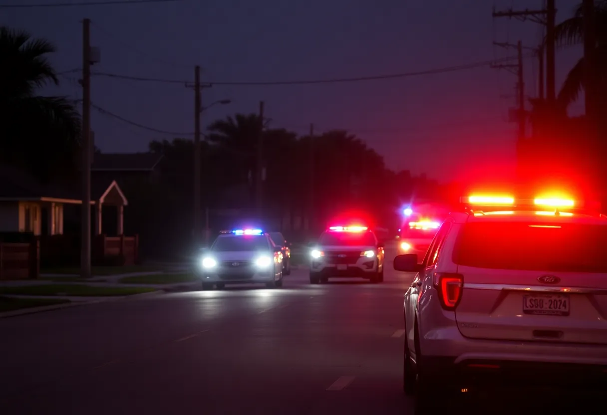 Police vehicles at the scene of a shooting incident in Port Charlotte, Florida