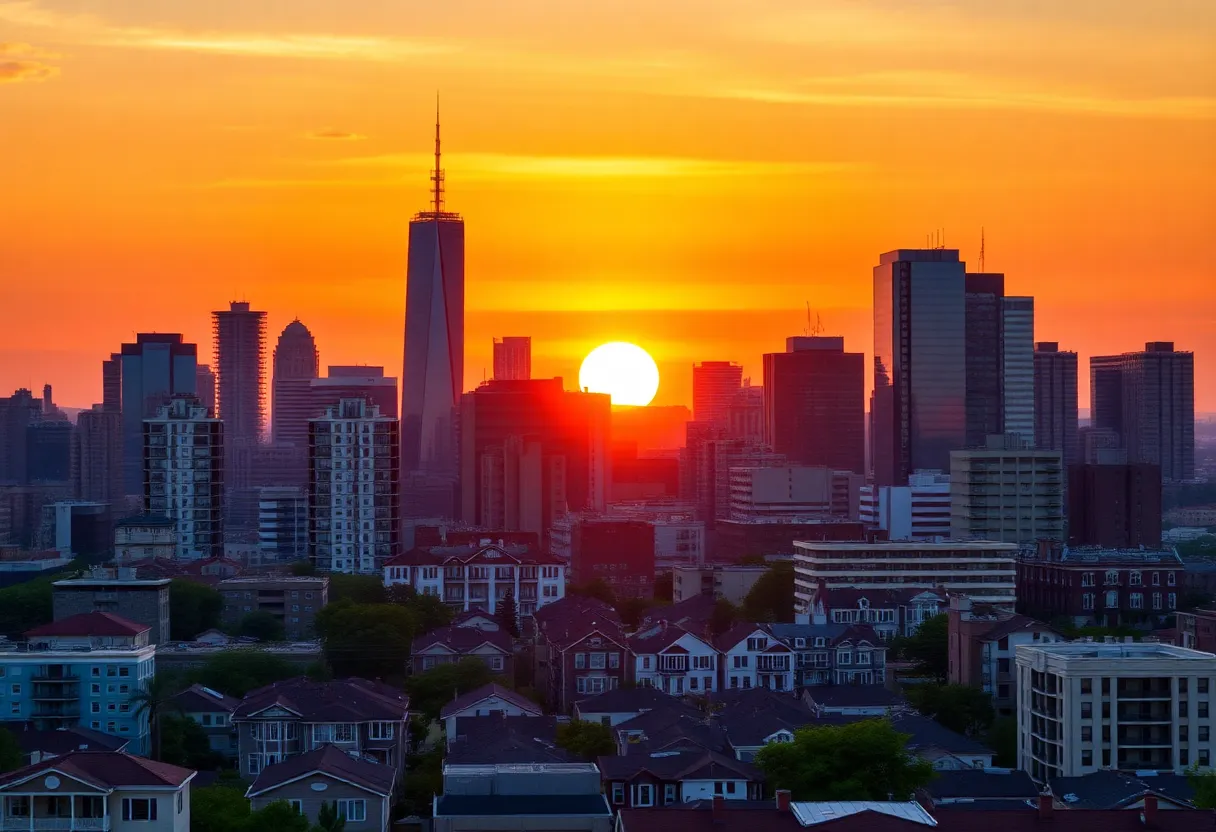 City skyline representing rising home values