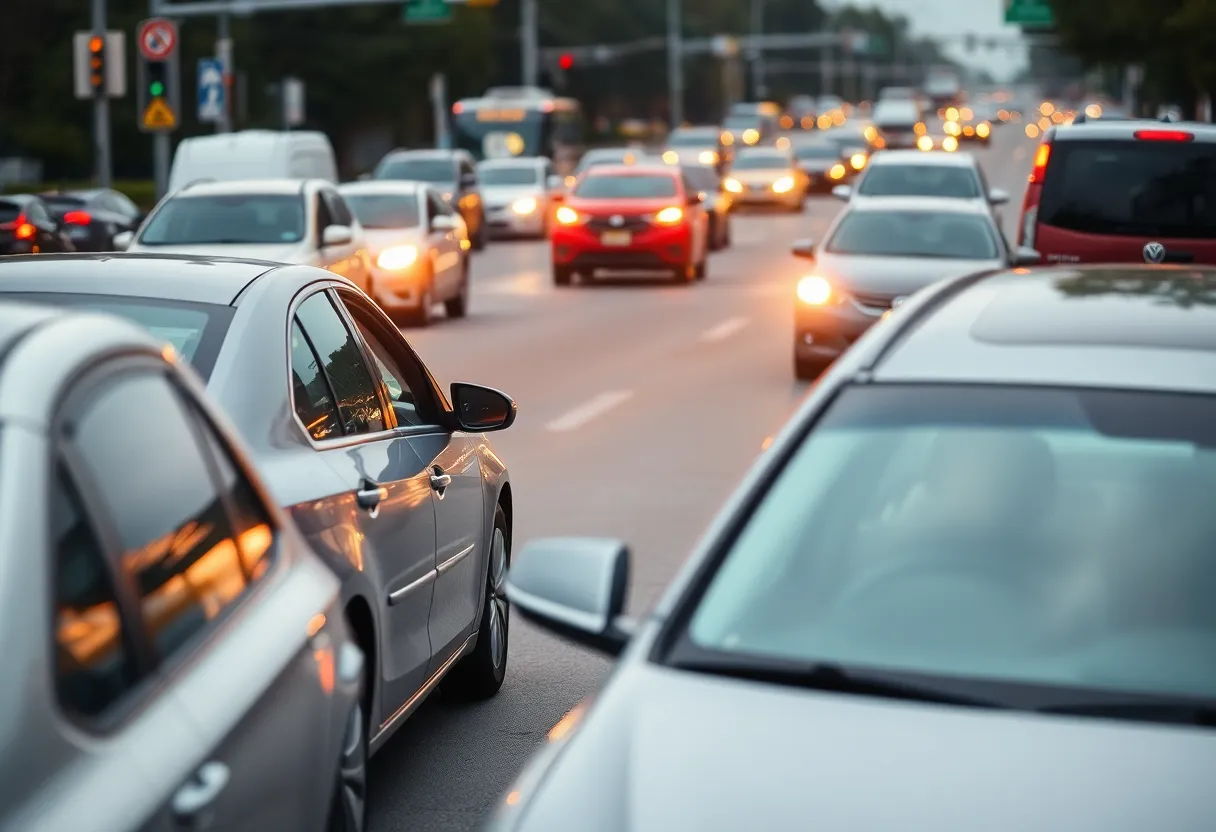 Depiction of a road rage incident between two vehicles at an intersection.