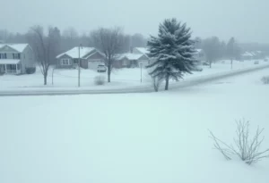 A snowy scene in the Carolinas showing harsh winter weather conditions