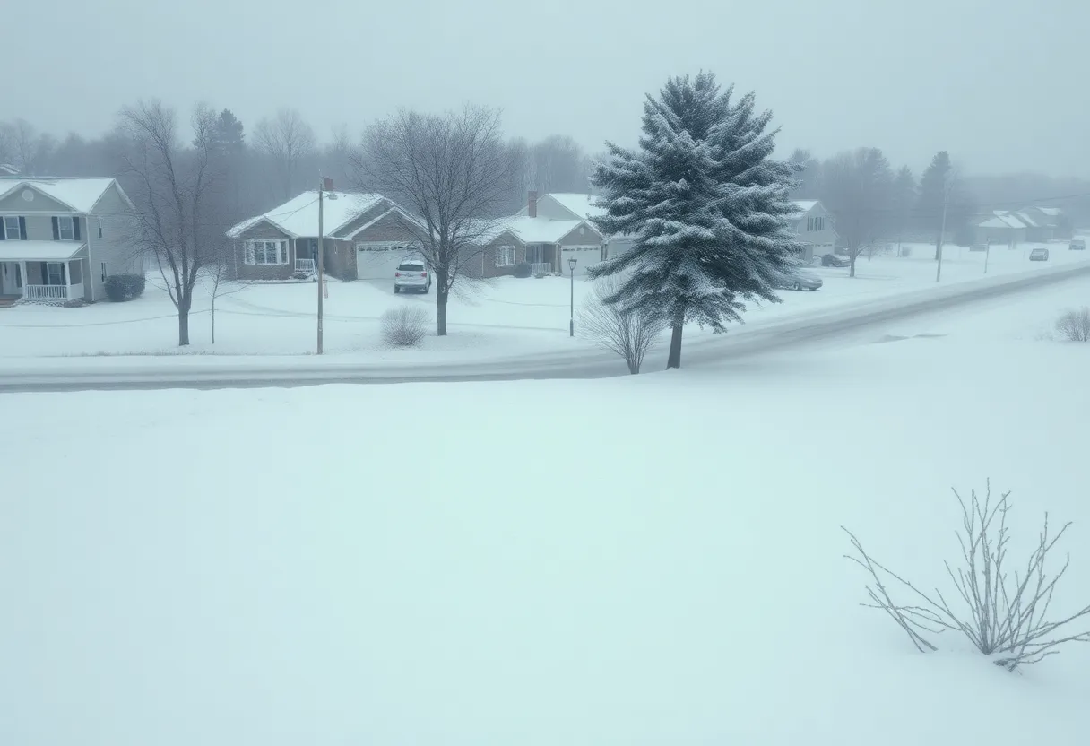 A snowy scene in the Carolinas showing harsh winter weather conditions