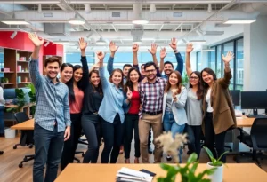 Team celebration at Shumaker's Charlotte office