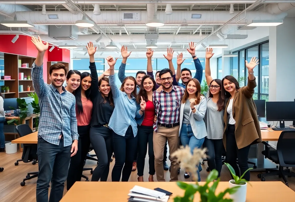 Team celebration at Shumaker's Charlotte office